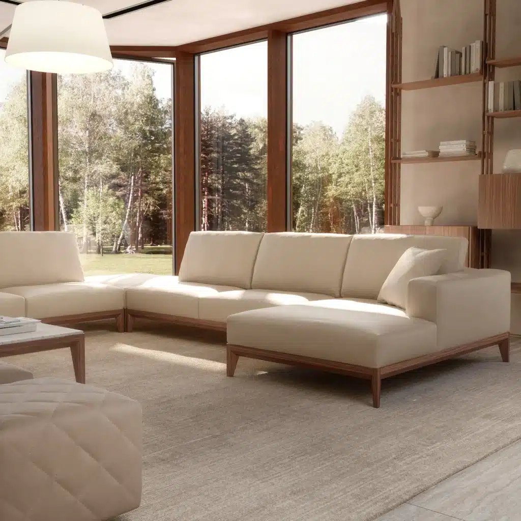 Rendering 3D: divano noce chaise longue