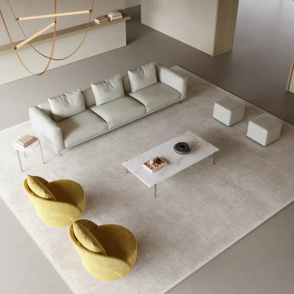 Poltrone gialle vista alto – progetti di rendering 3D LIGHTHUG