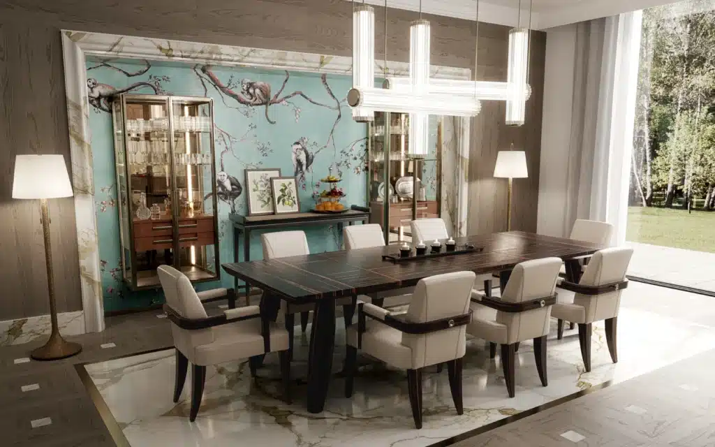 Rendering 3D: sala pranzo tavolo