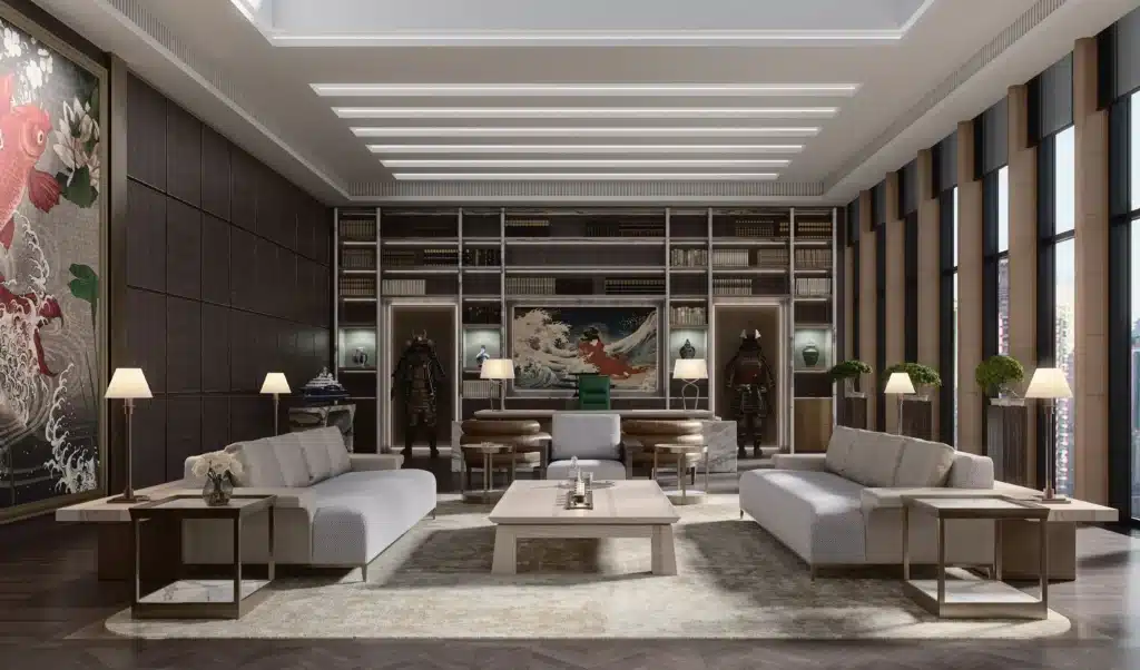 Rendering 3D: ufficio direzionale salotto