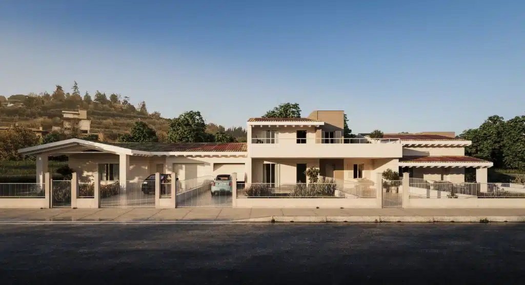 Rendering 3D: villa fronte